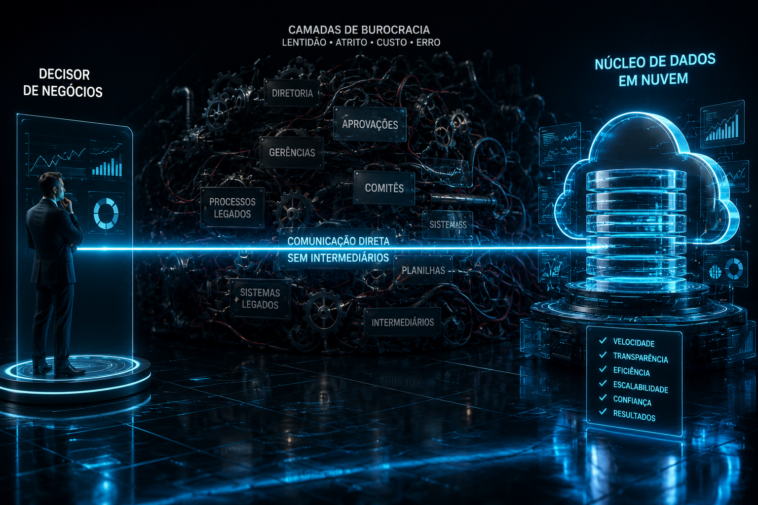 Comparativo entre contratação de software house burocrática e especialista em sistemas e integrações